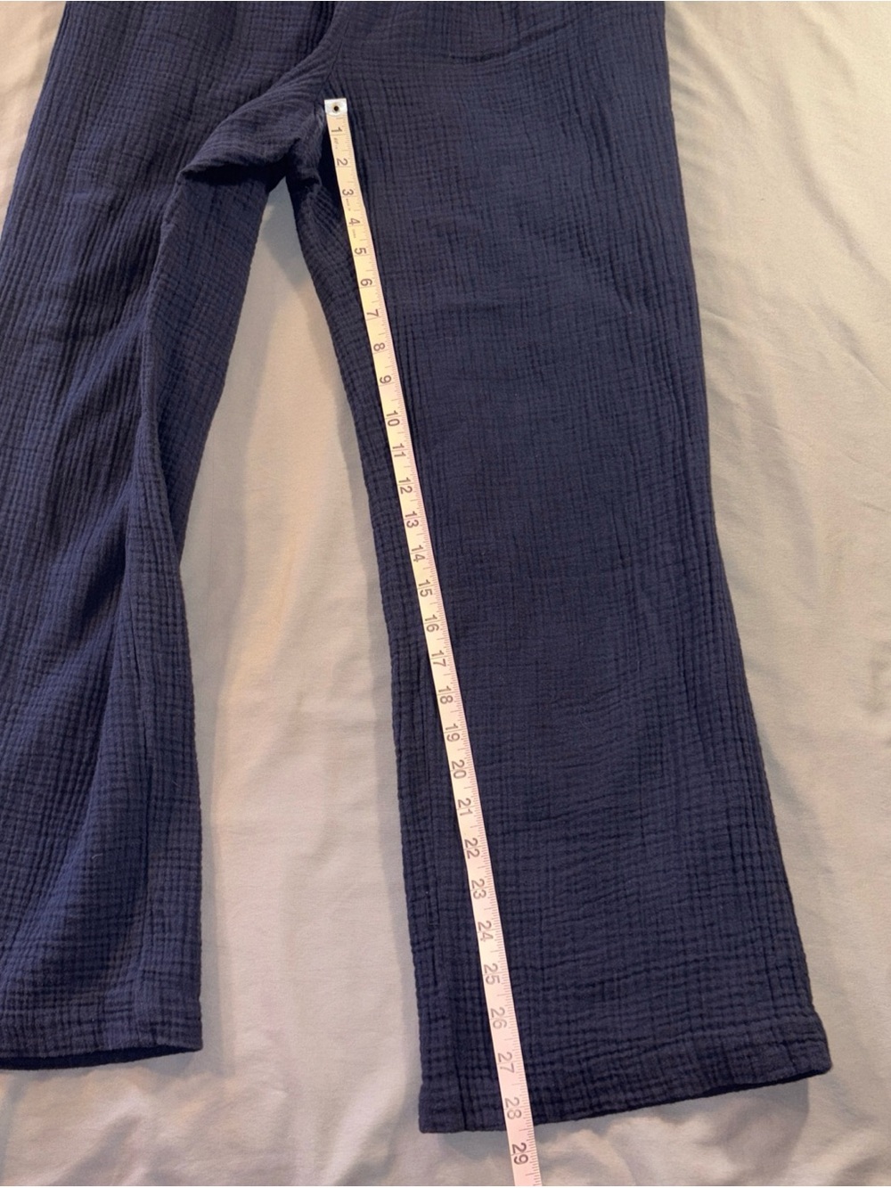 J. McLaughlin Cotton Gauze Pants M Navy Blue Pleated Lined Straight Leg Coastal - Picture 7 of 9